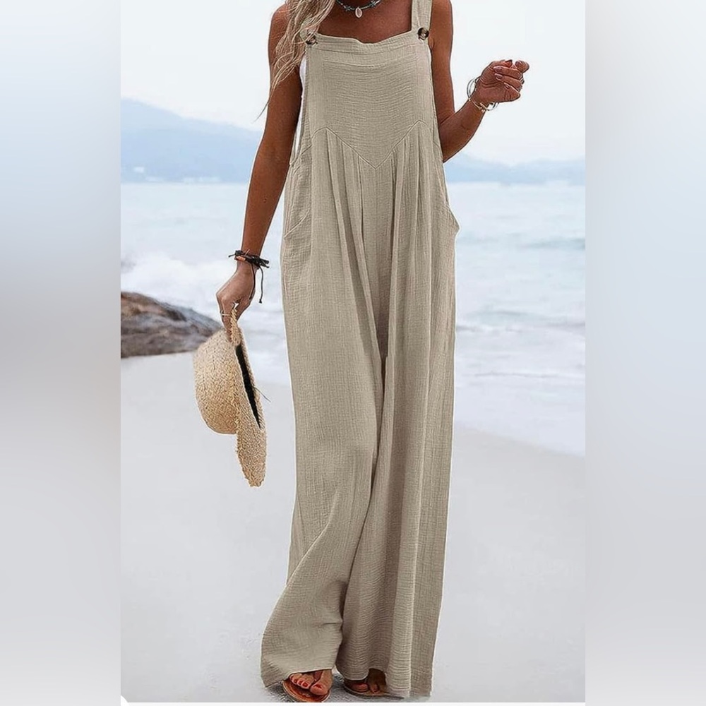 Boho Khaki Overalls size small